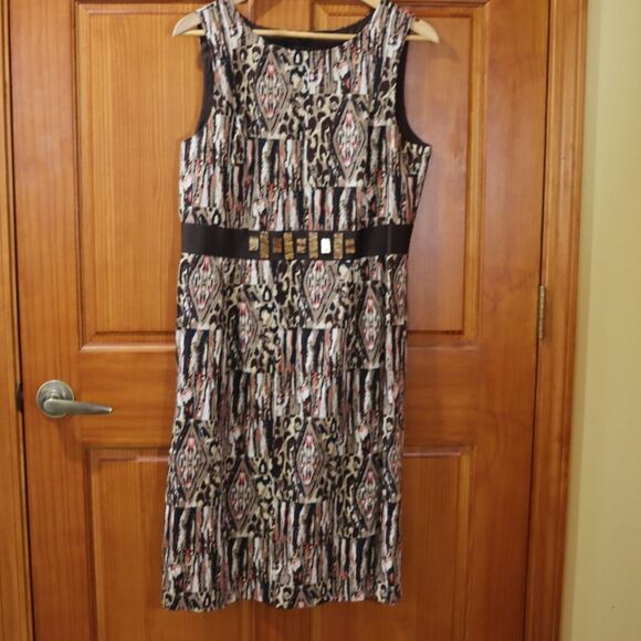 Peck Peck Mixed Animal Print Y2K Career Pencil Dress Sassy Workwear 12 - Picture 2 of 11